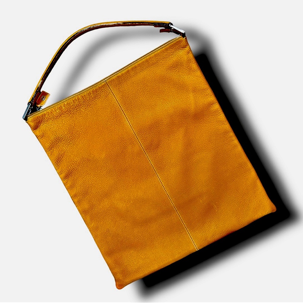 FENDI bag tan pebbled leather shoulder vintage hobo vintage slouch travel #H98 - Picture 6 of 10